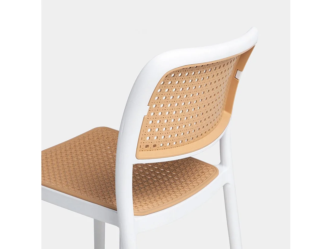 Chaise d'extérieur en plastique blanc naturel 44x81 cm-Kaira