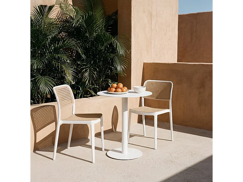 Silla de exterior de Plástico Blanco 81 x 44- Kaira