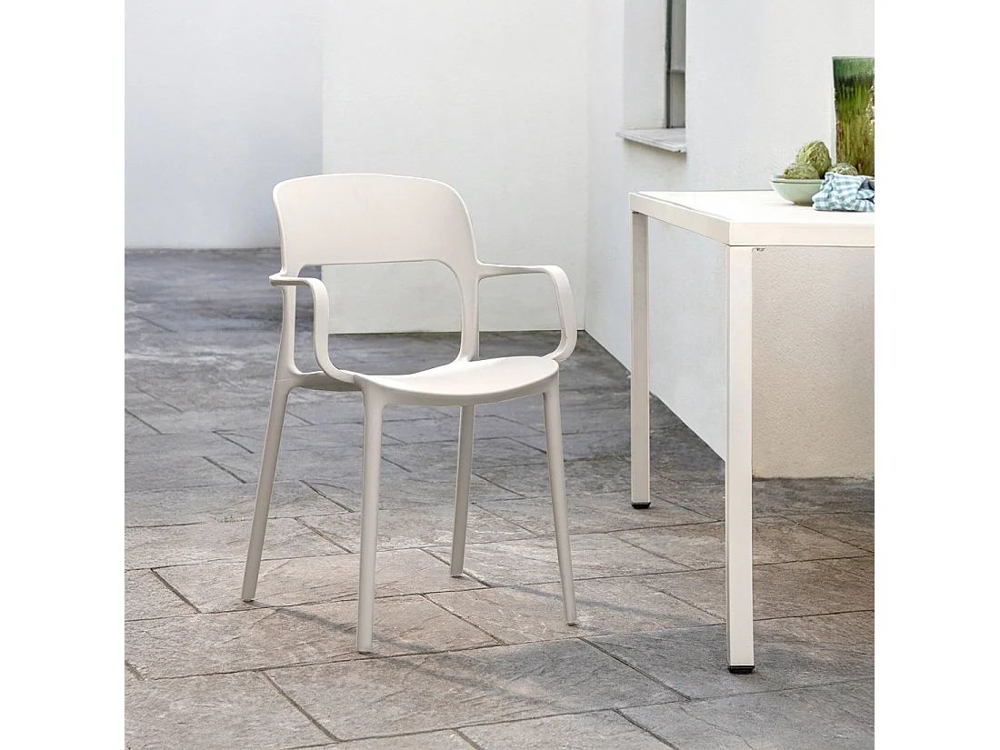 Chaise d'extérieur en plastique beige 53x83 cm-Klint