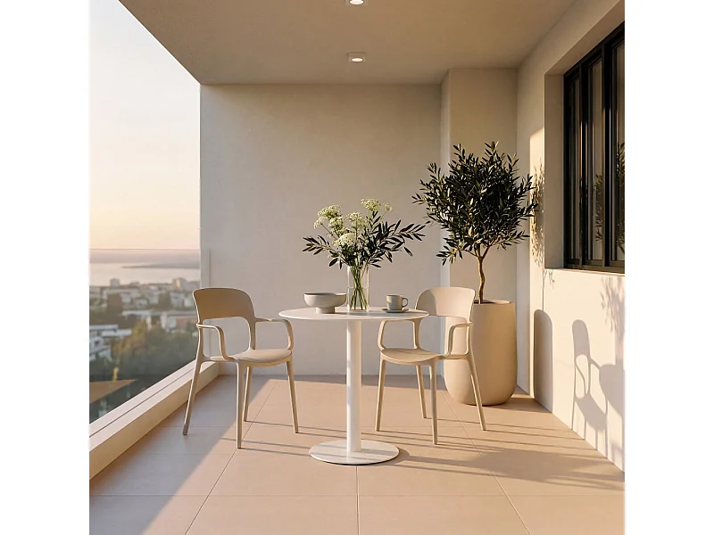 Chaise d'extérieur en plastique beige 53x83 cm-Klint