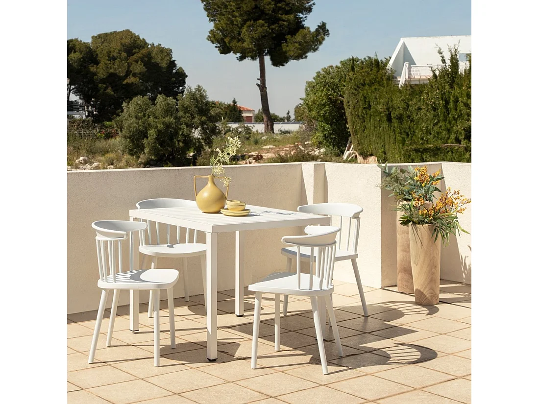 Chaise d'extérieur en plastique blanc 48x75 cm-Mirka