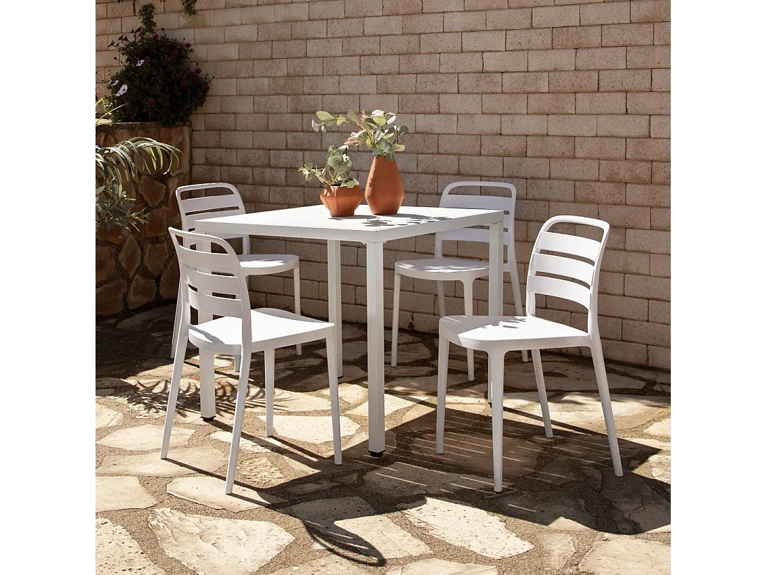 Chaise d'extérieur en plastique blanc 42x80 cm-Zira