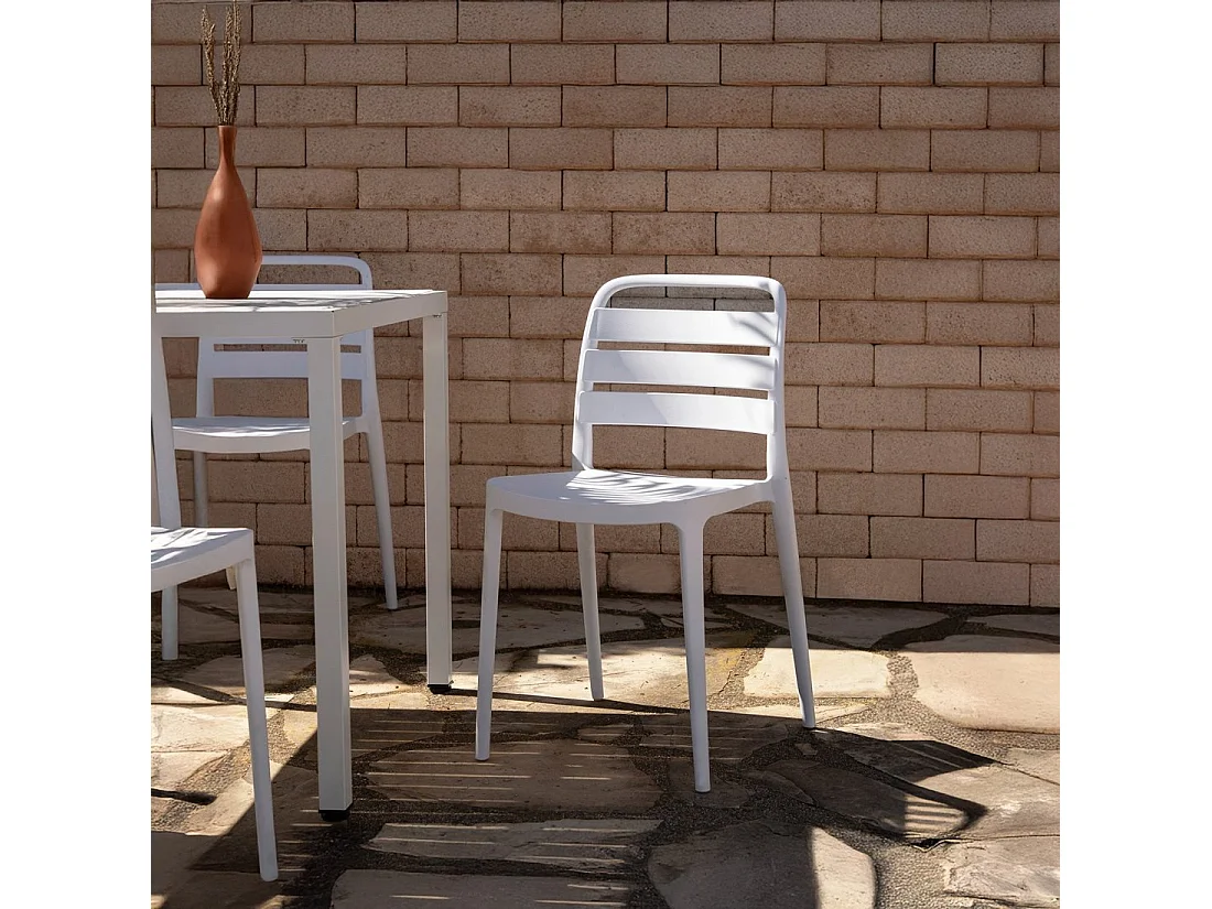 Chaise d'extérieur en plastique blanc 42x80 cm-Zira