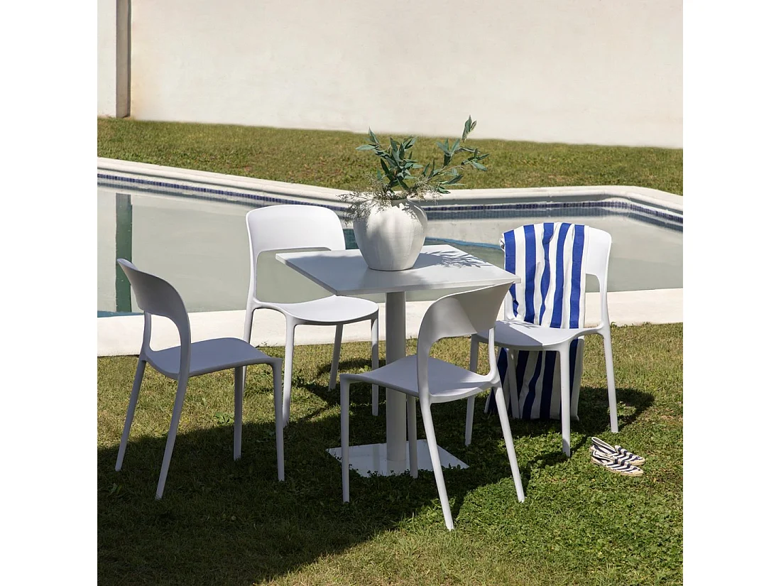 Chaise d'extérieur en plastique blanc 46x83 cm-Klint