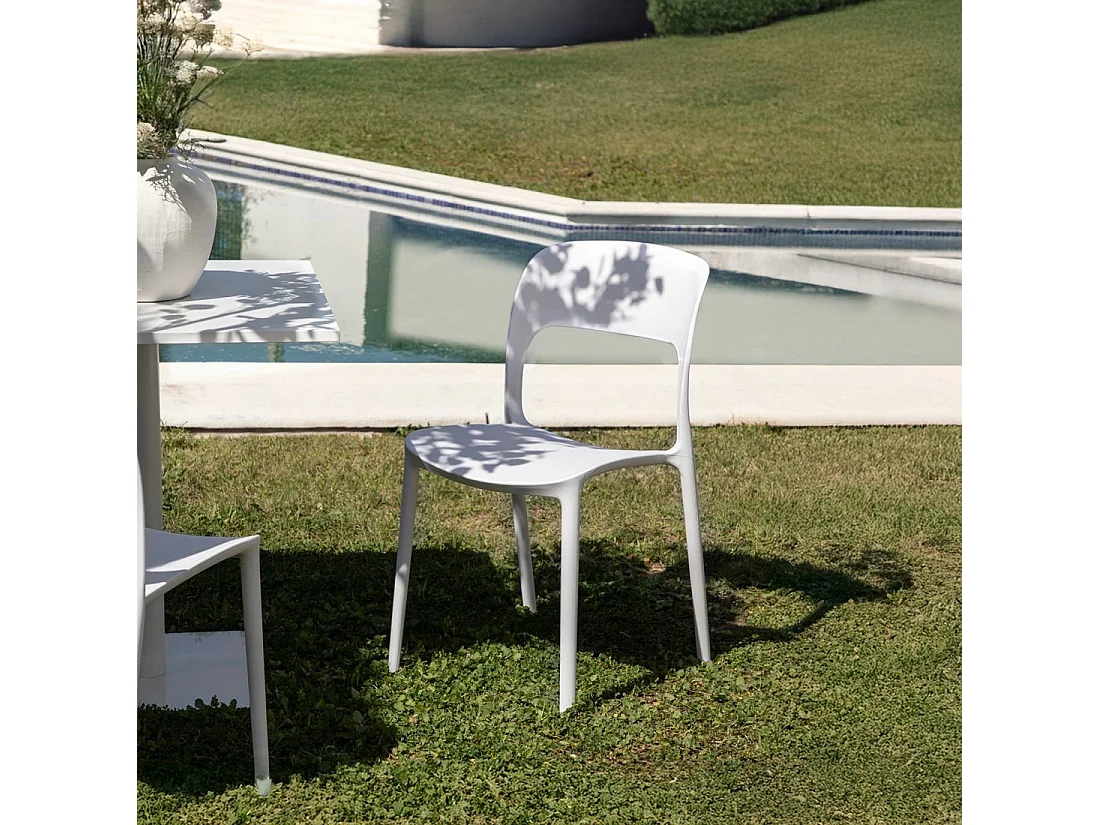 Chaise d'extérieur en plastique blanc 46x83 cm-Klint
