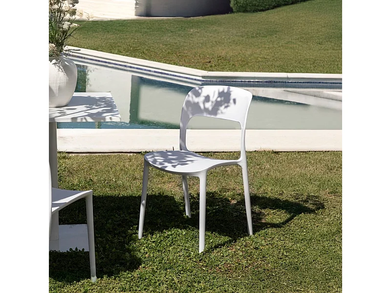 Chaise d'extérieur en plastique blanc 46x83 cm-Klint