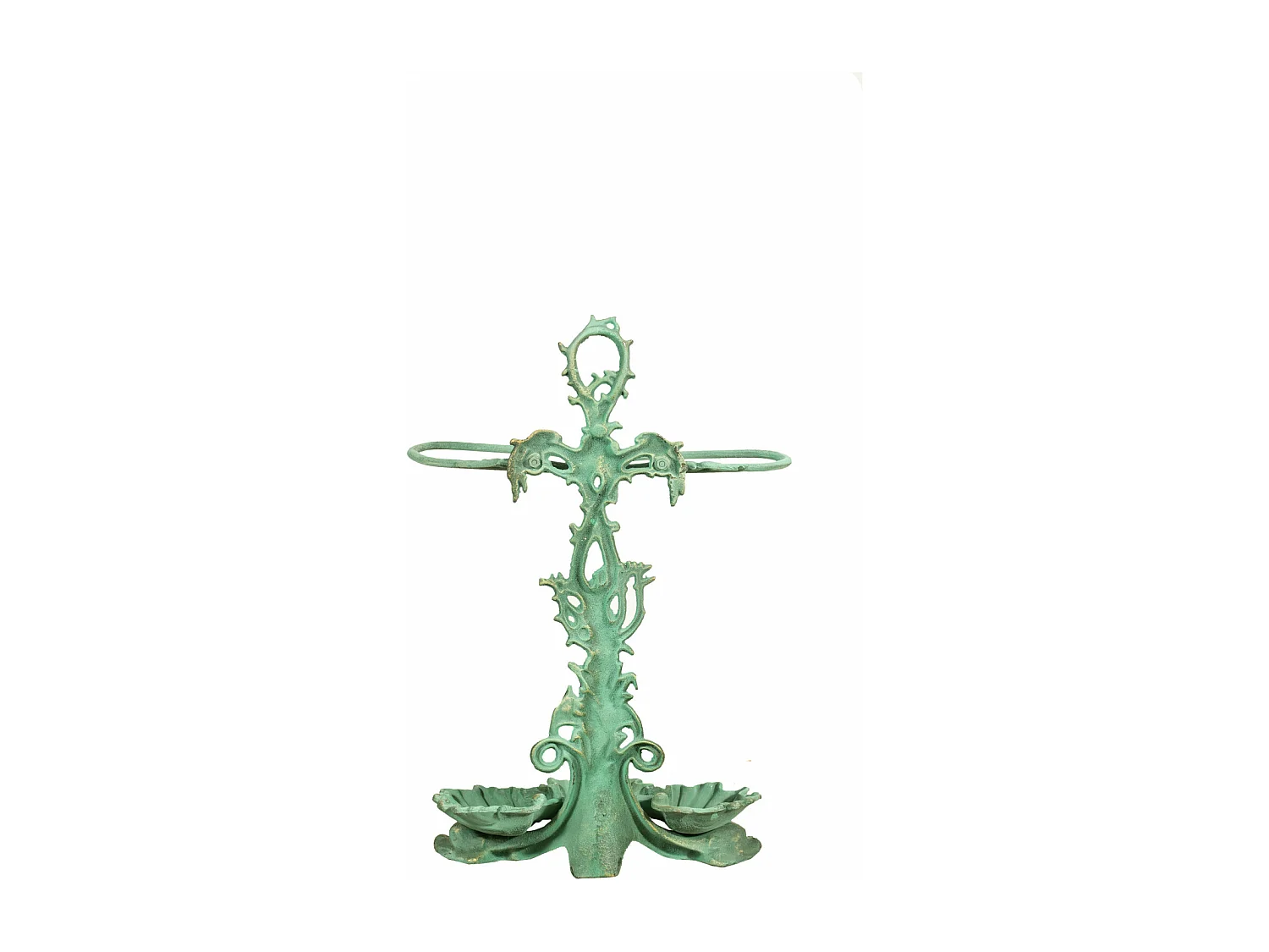 BISCOTTINI Porte-Parapluie - Fonte Finition Vert Antique - Extérieur - Couloir - Entrée - Jardin - Terrasse - Balcon - 53x21x77 cm