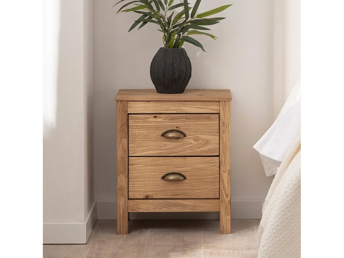 Mesita de noche 1 cajón de Madera Natural 50 x 42- Oak