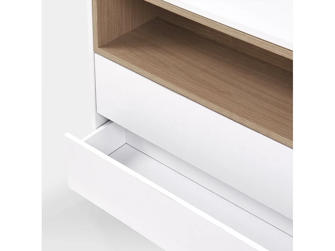 Meuble d'entrée en laqué naturel-blanc 75x60 cm-Hazan