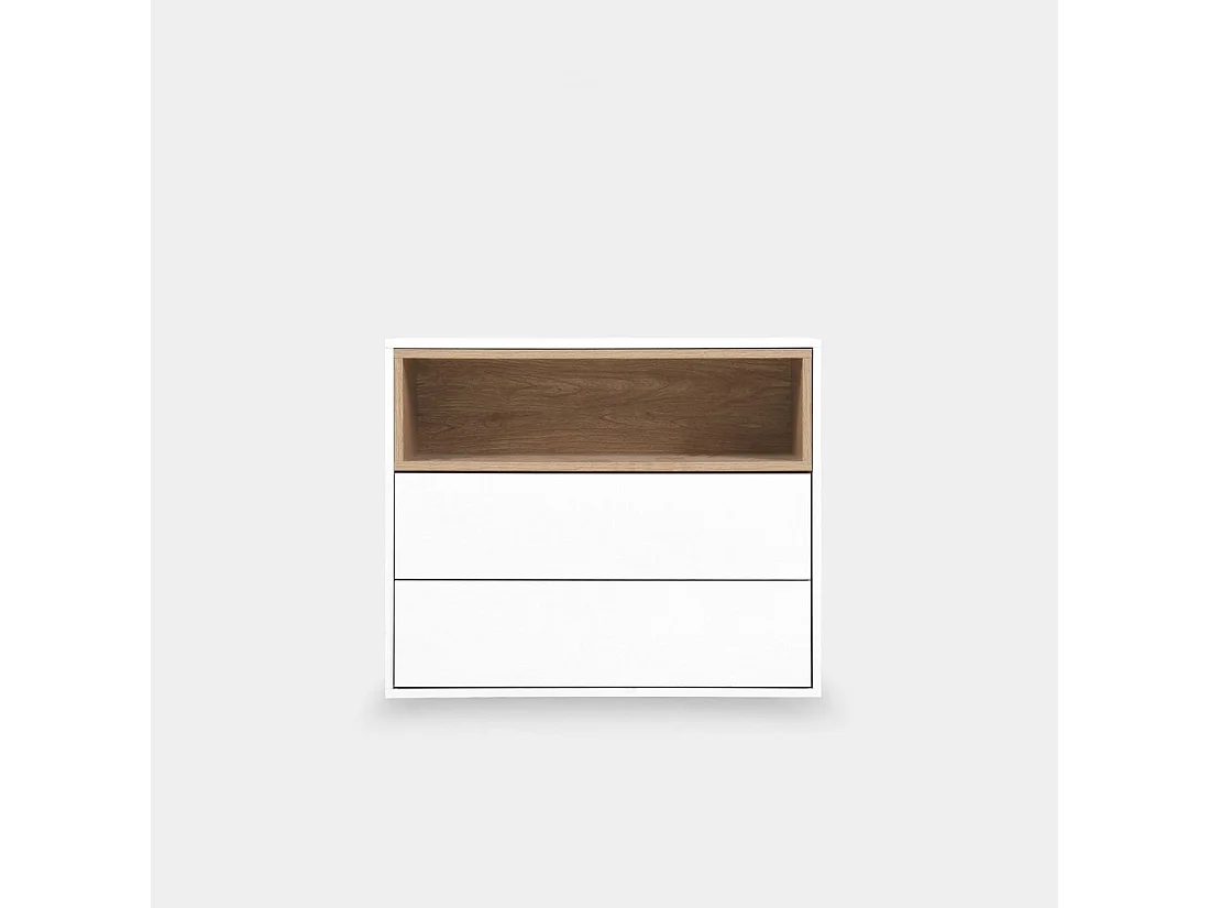 Meuble d'entrée en laqué naturel-blanc 75x60 cm-Hazan