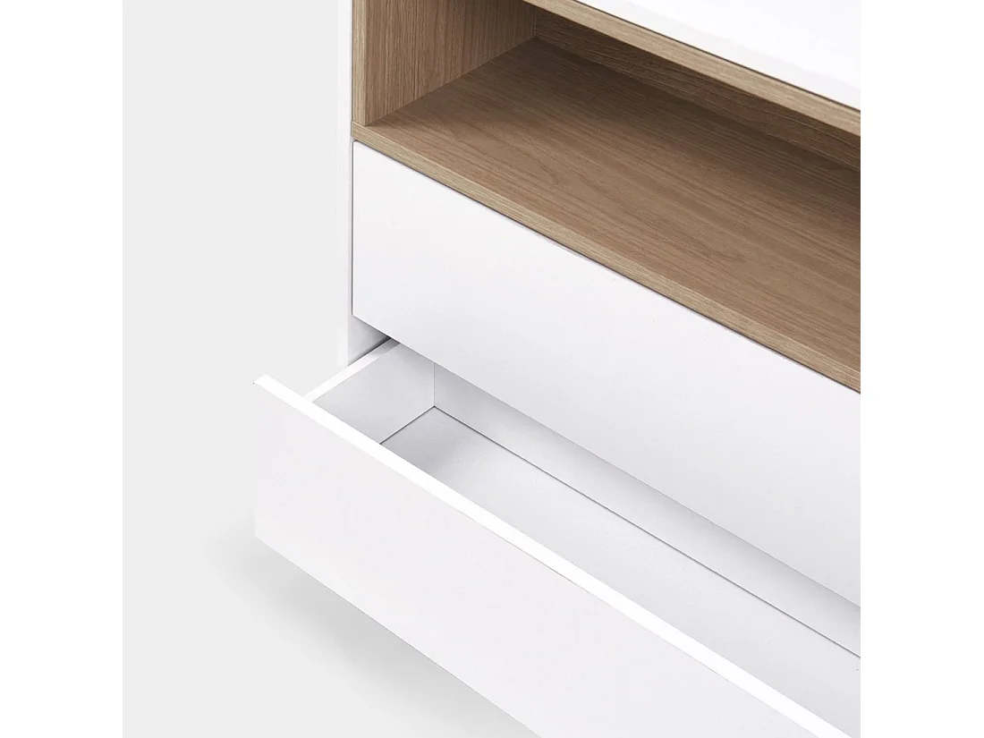 Meuble d'entrée en laqué naturel-blanc 75x60 cm-Hazan