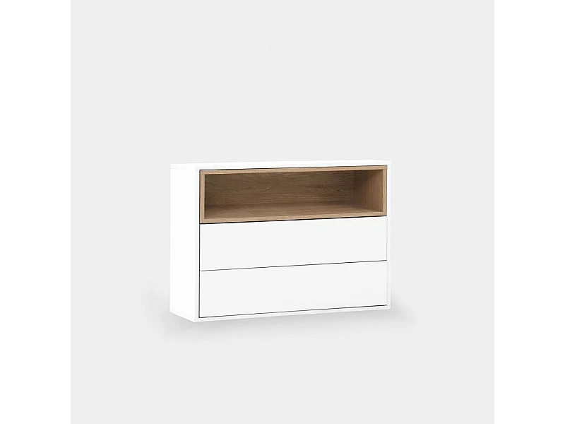 Meuble d'entrée en laqué naturel-blanc 75x60 cm-Hazan