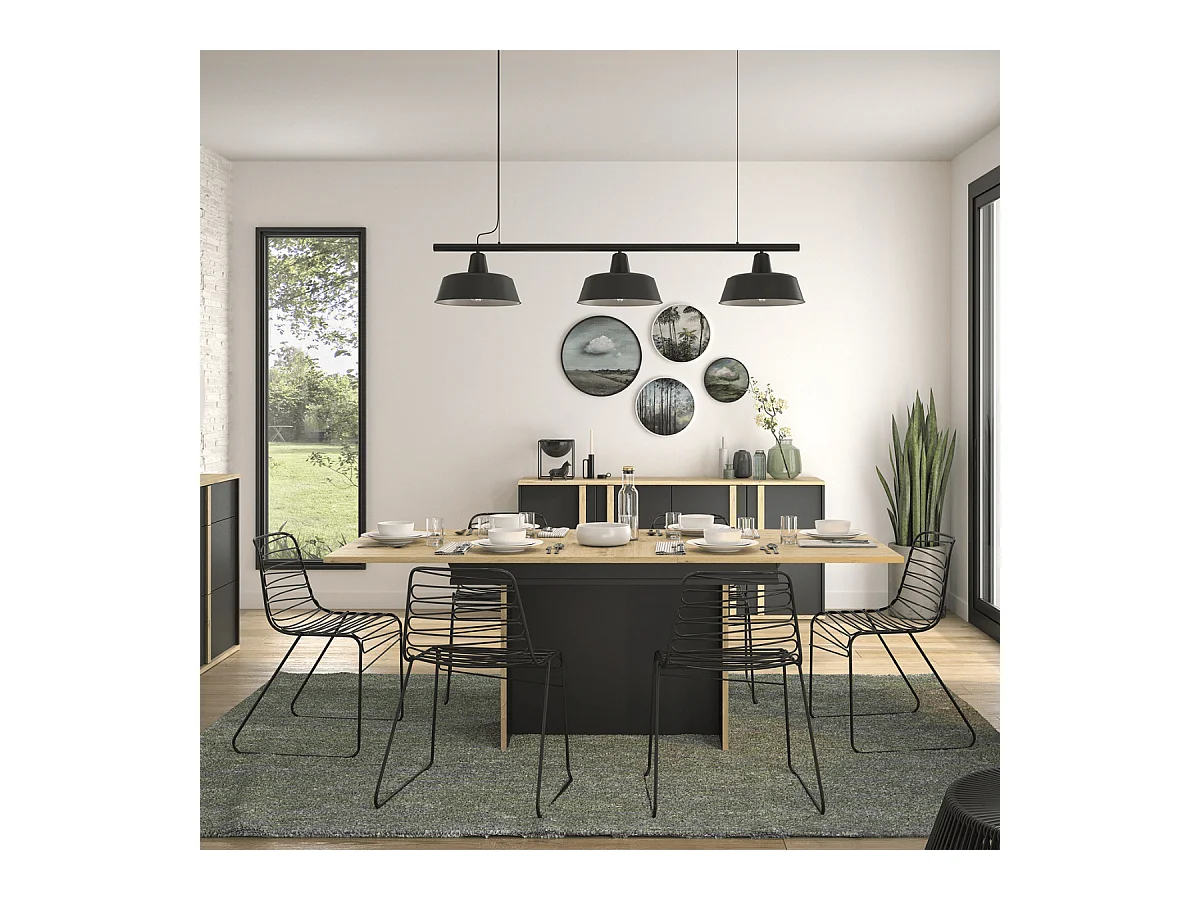 Table rectangulaire pied fût extensible 1 allonge Raphael - L160 cm