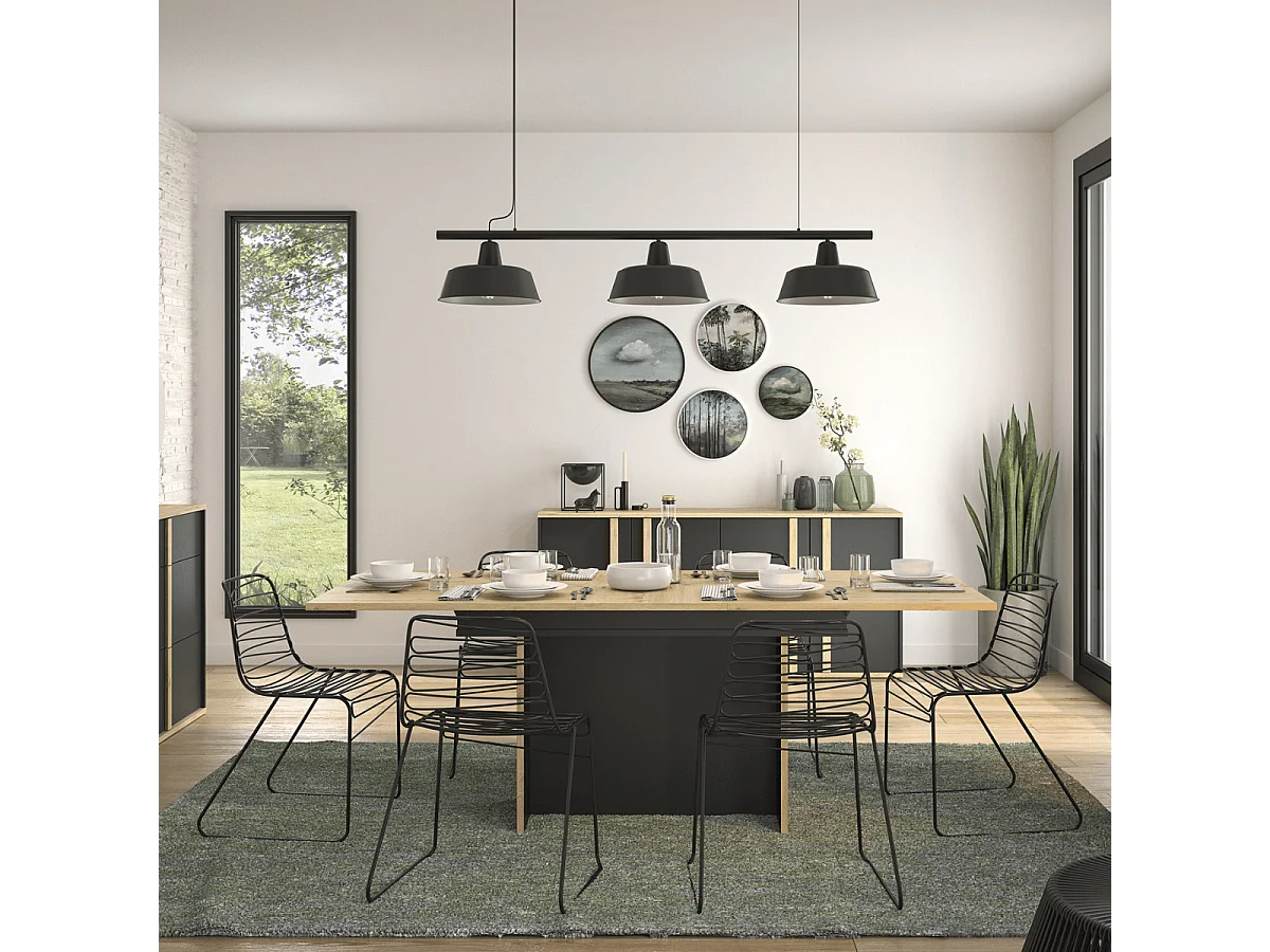 Table rectangulaire pied fût extensible 1 allonge Raphael - L160 cm