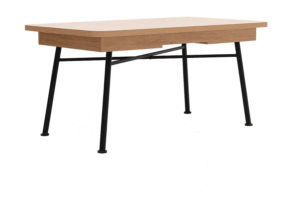 Table extensible de 160 à 198 cm décor chêne et noir - NALA