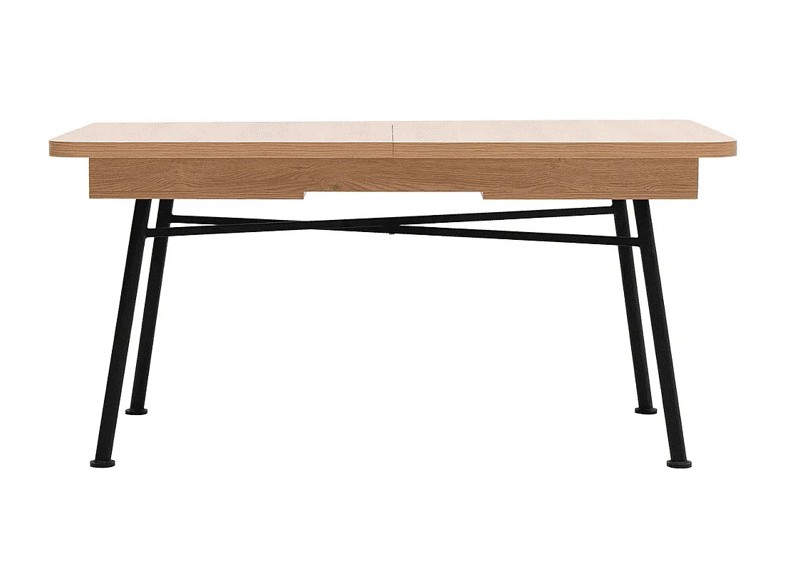 Table extensible de 160 à 198 cm décor chêne et noir - NALA