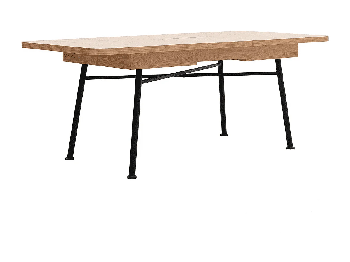 Table extensible de 160 à 198 cm décor chêne et noir - NALA