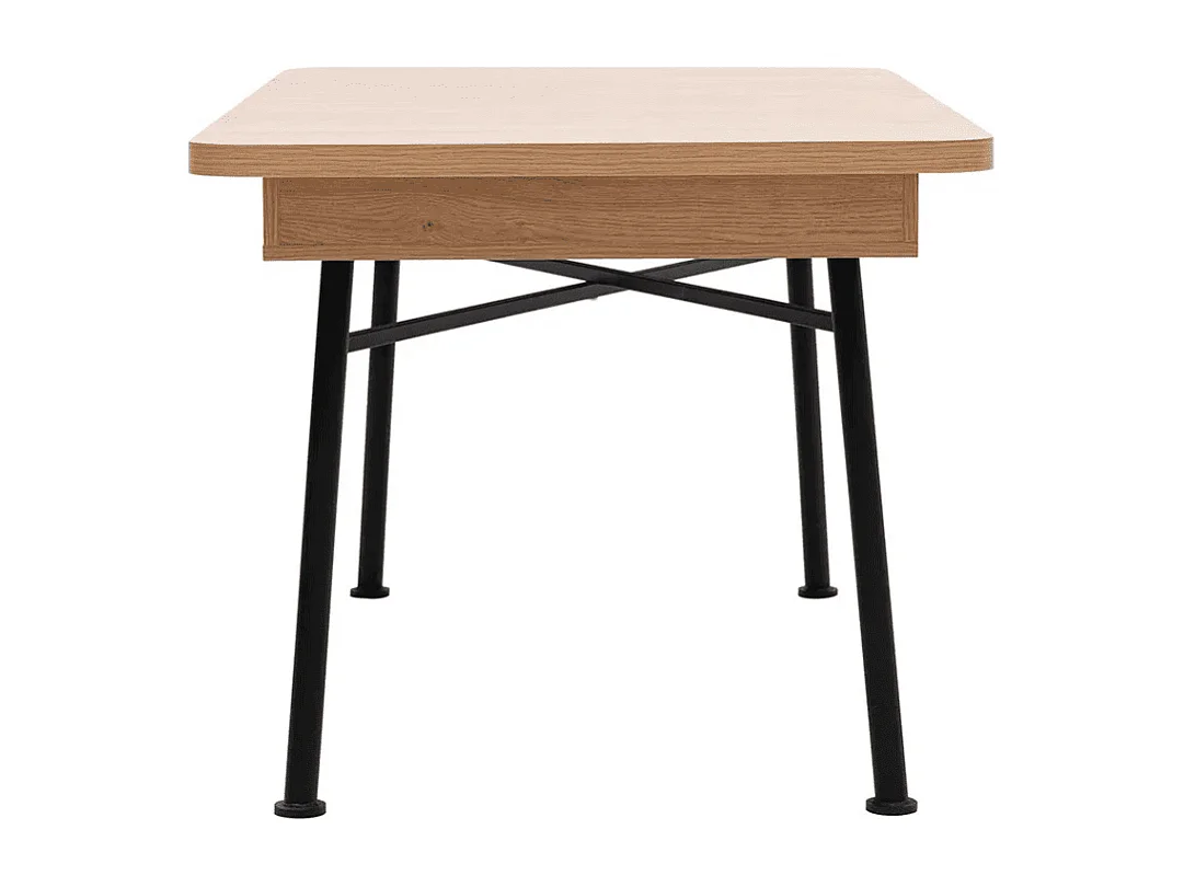 Uitschuifbare tafel van 160 tot 198 cm, eiken en zwart decor - NALA