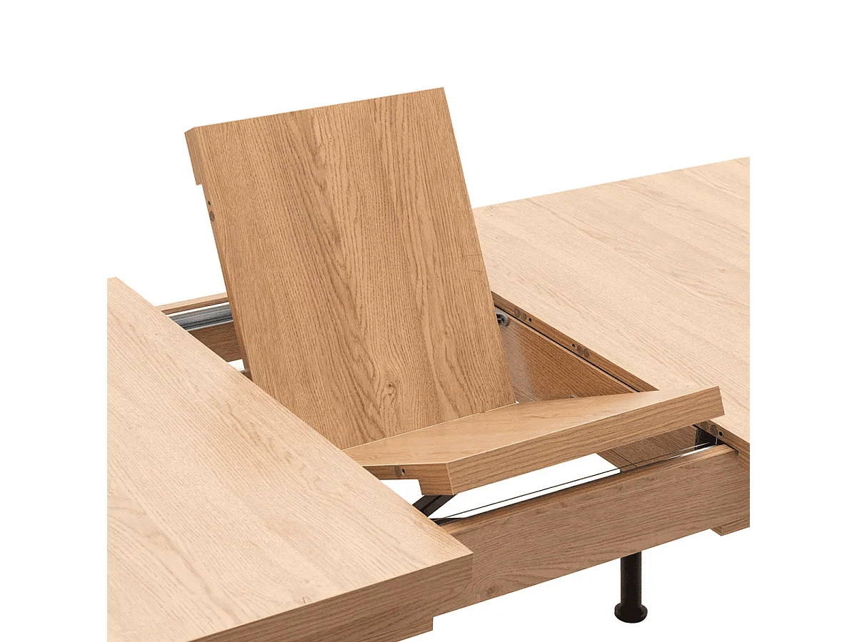 Uitschuifbare tafel van 160 tot 198 cm, eiken en zwart decor - NALA