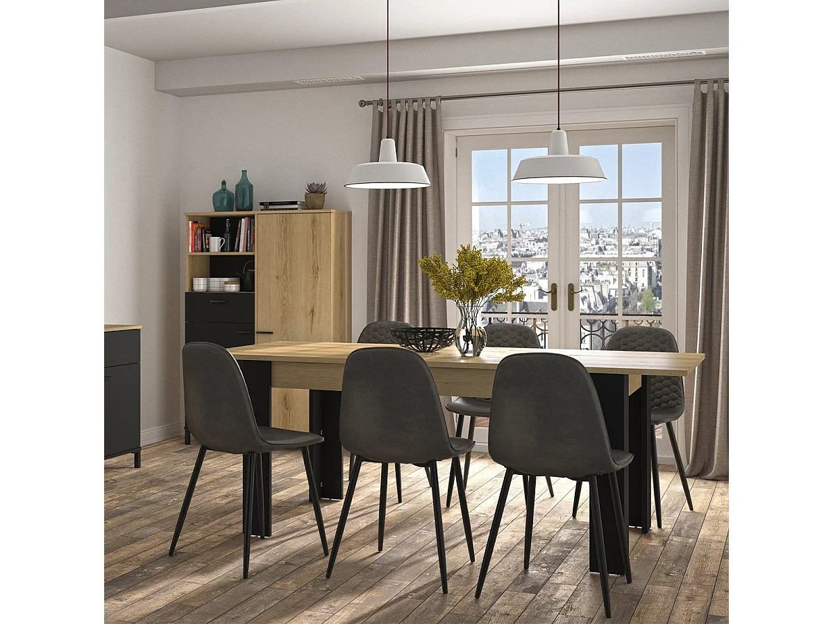 Table rectangulaire 4 pieds 1 allonge L200 cm - TRUST