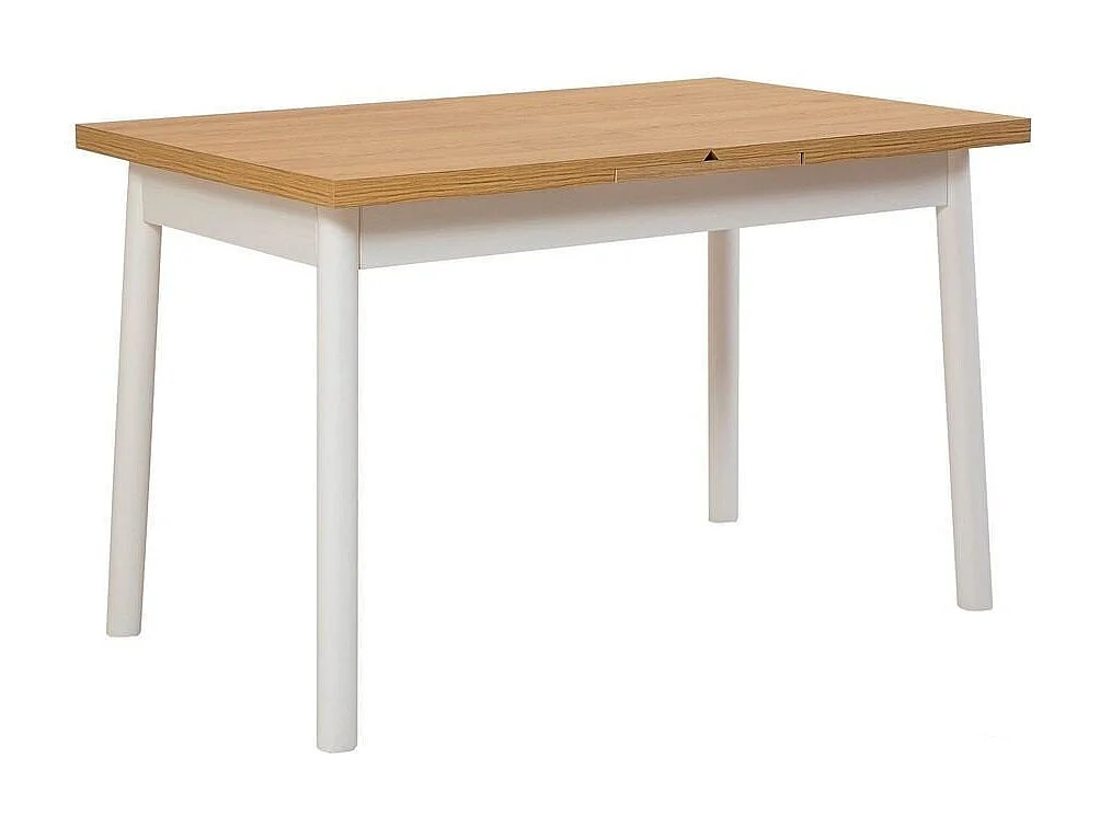 Table extensible de 120 à 153 cm décor hêtre et blanc - OLIVER