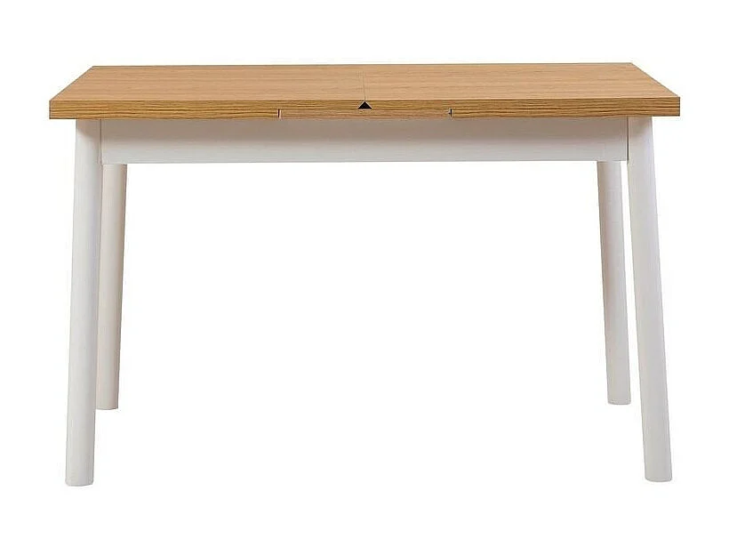 Table extensible de 120 à 153 cm décor hêtre et blanc - OLIVER