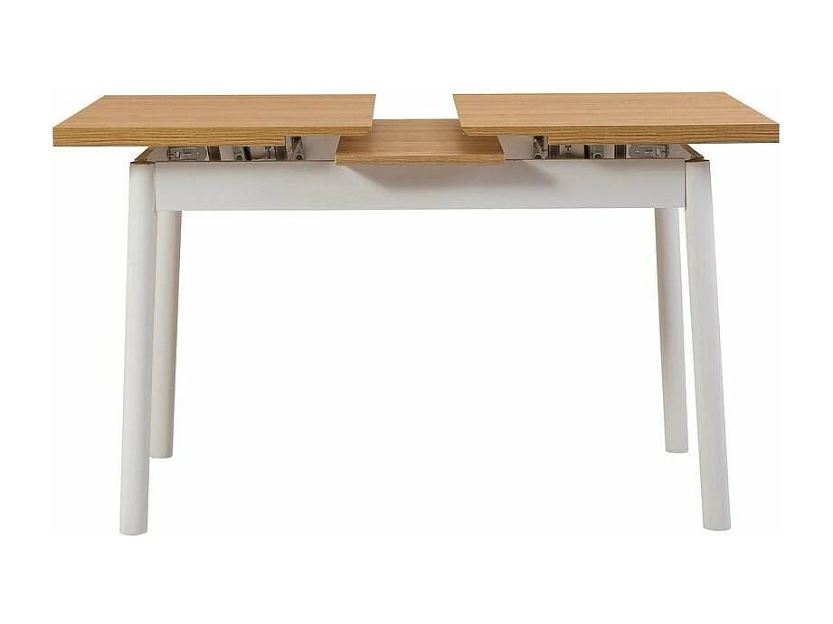 Table extensible de 120 à 153 cm décor hêtre et blanc - OLIVER