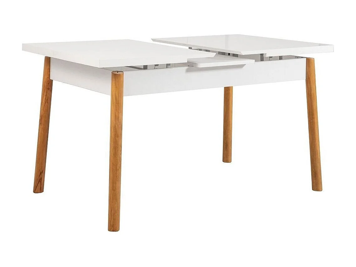 Table extensible de 120 à 153 cm décor blanc et pin atlantique - SANTIAGO