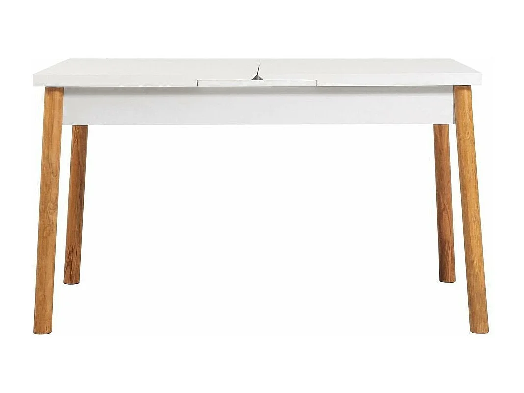 Tavolo allungabile da 120 a 153 cm, decorazione bianca e pino atlantico - SANTIAGO