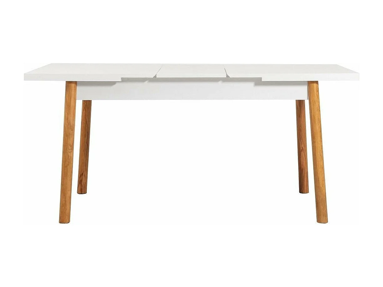 Tavolo allungabile da 120 a 153 cm, decorazione bianca e pino atlantico - SANTIAGO