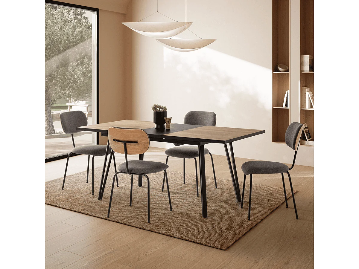 Mesa extensível de carvalho para 6 pessoas 140/180x90 cm