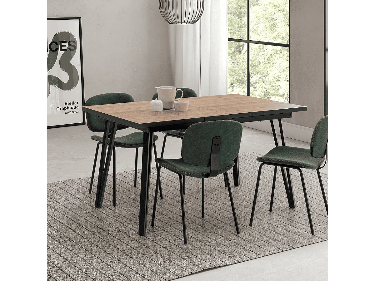 Mesa extensível de carvalho para 6 pessoas 140/180x90 cm