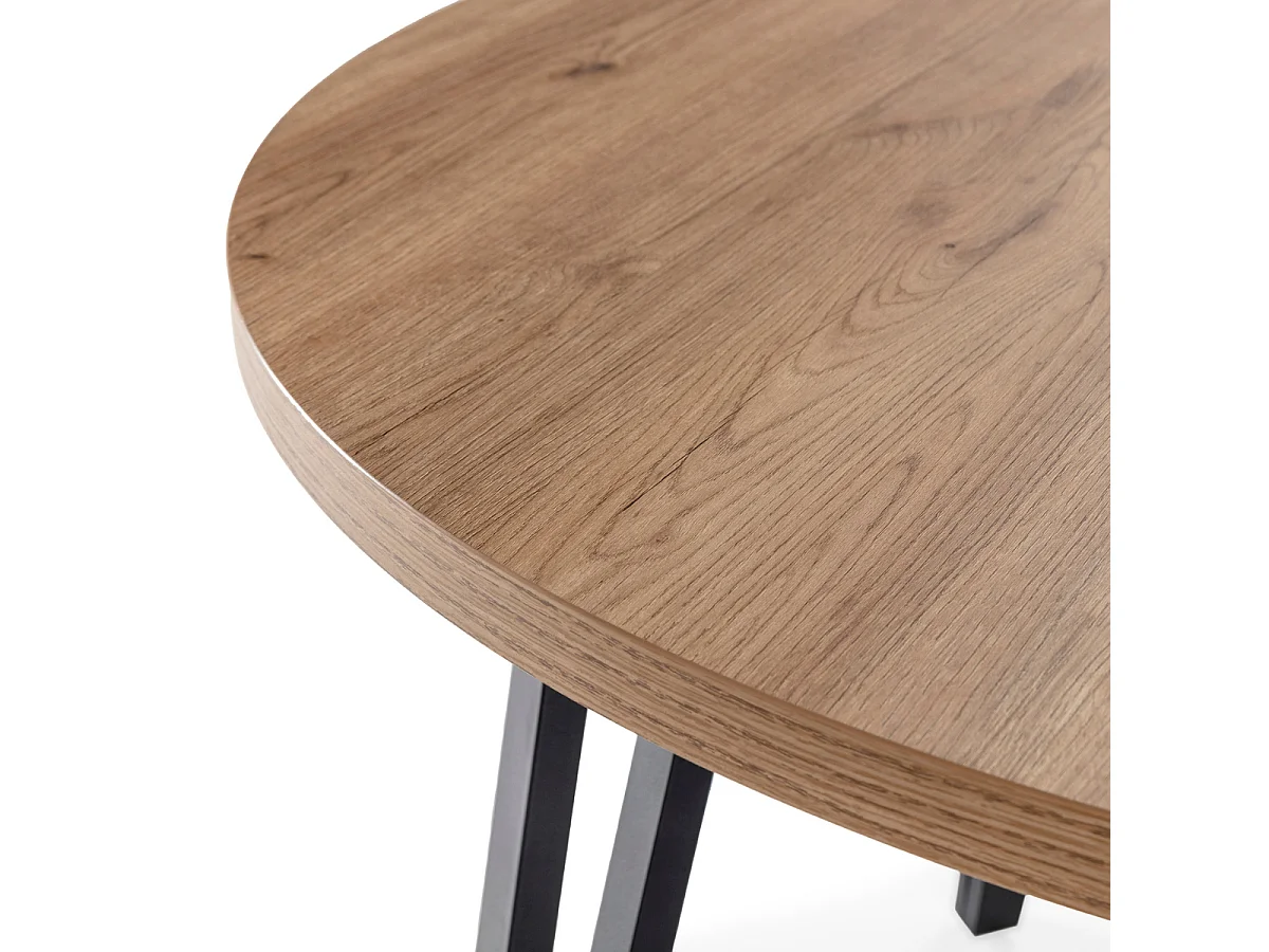 Table ronde extensible de 120 à 150 cm avec pieds en métal noir - CLEO