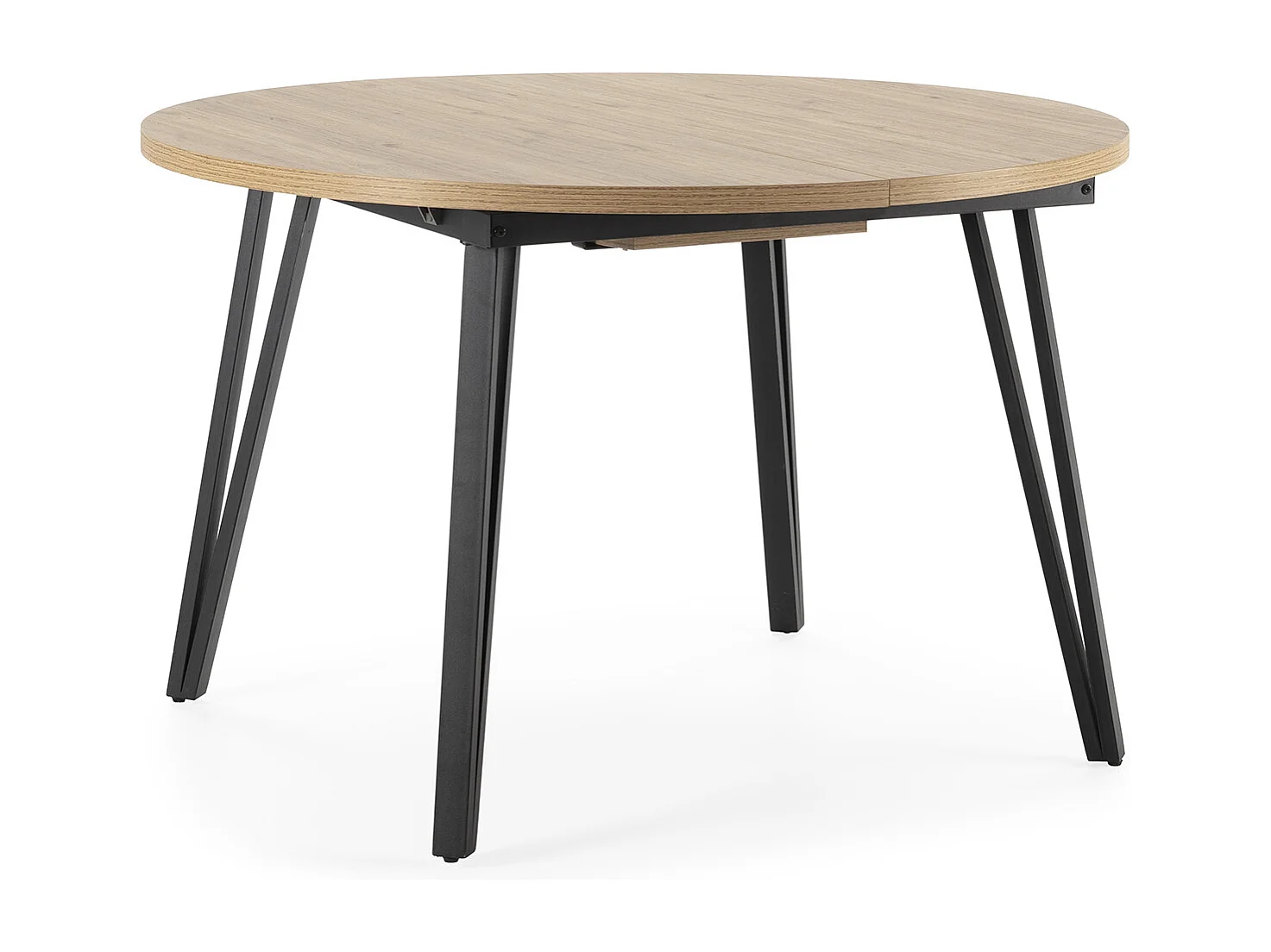 Table ronde extensible de 120 à 150 cm avec pieds en métal noir - CLEO