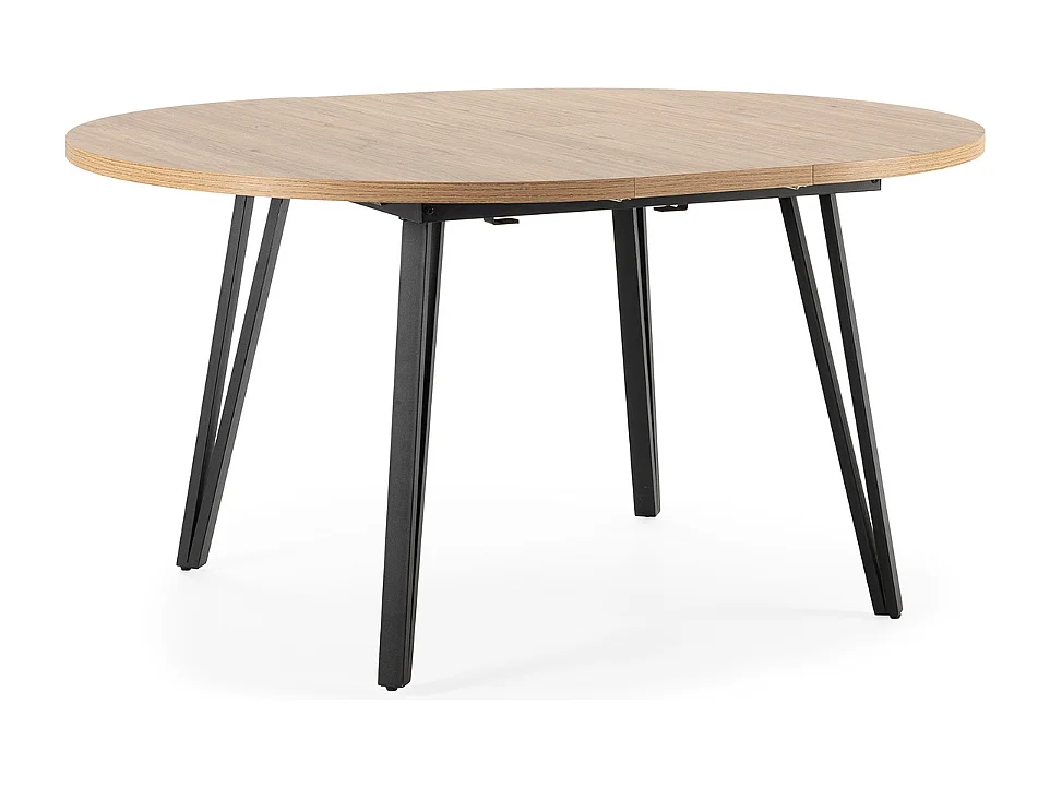 Table ronde extensible de 120 à 150 cm avec pieds en métal noir - CLEO