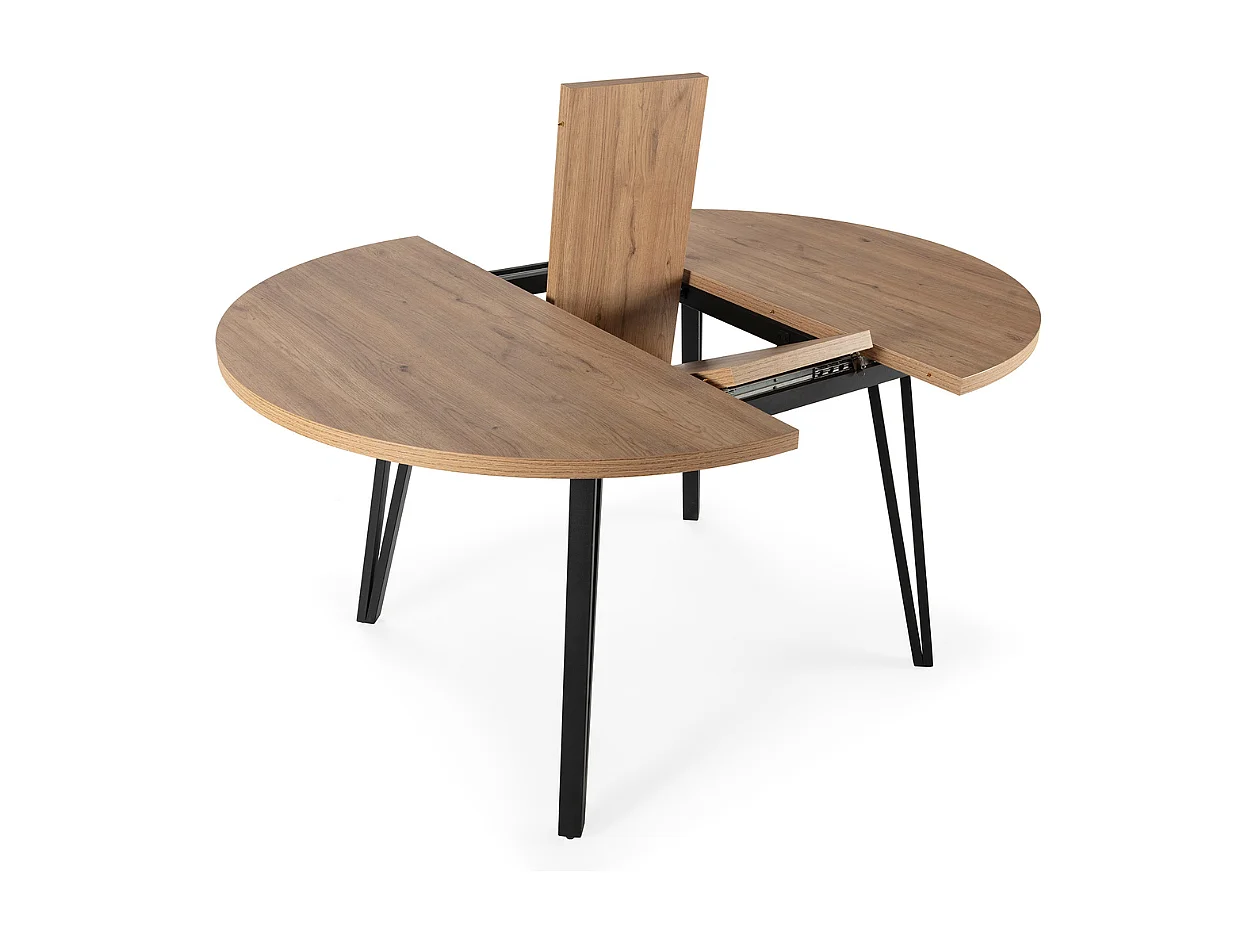 Table ronde extensible de 120 à 150 cm avec pieds en métal noir - CLEO