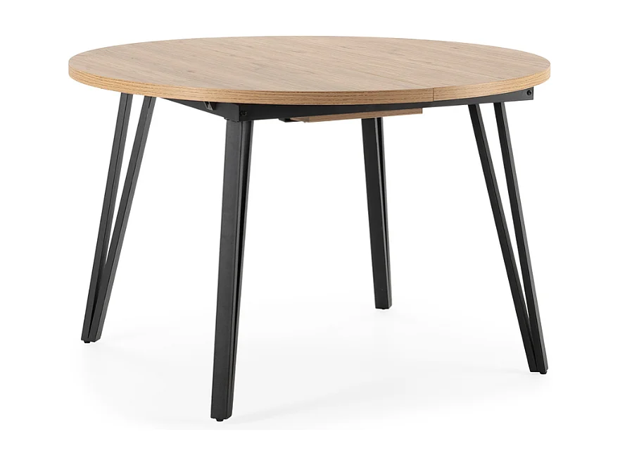 Table ronde extensible de 120 à 150 cm avec pieds en métal noir - CLEO