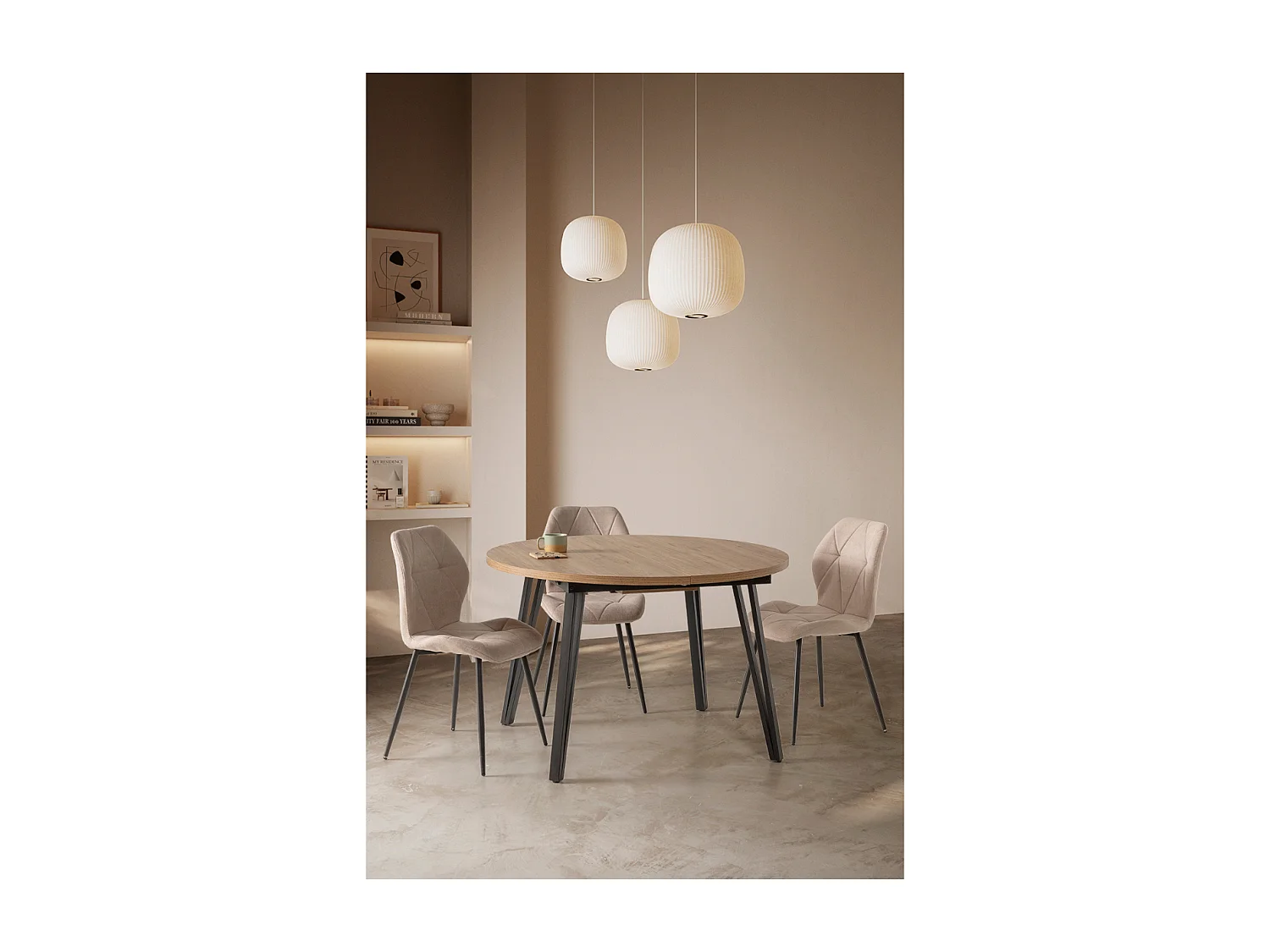 Mesa redonda extensível de madeira para 4/6 pessoas 120/150x77 cm