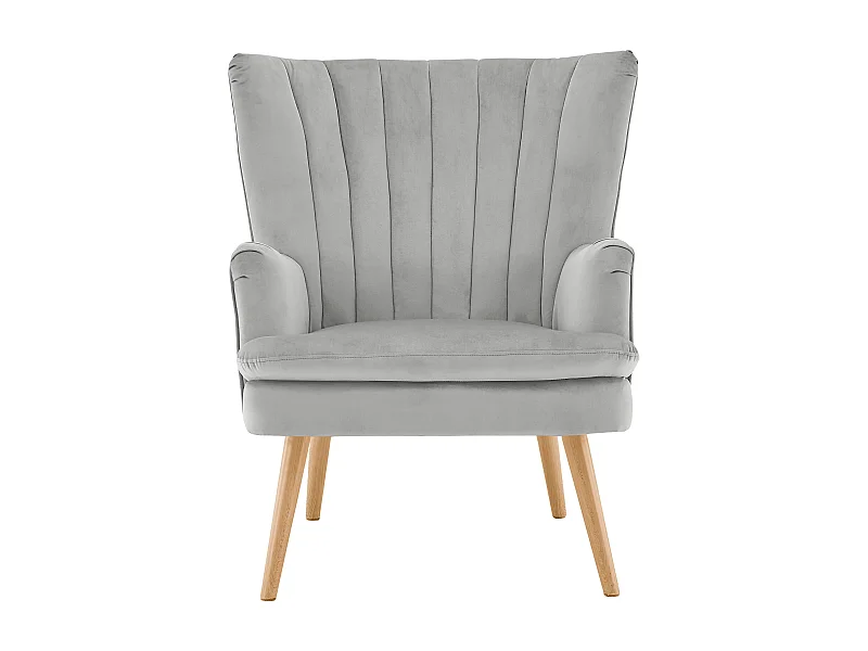 Zenia | Sessel + Hocker aus Samt grau