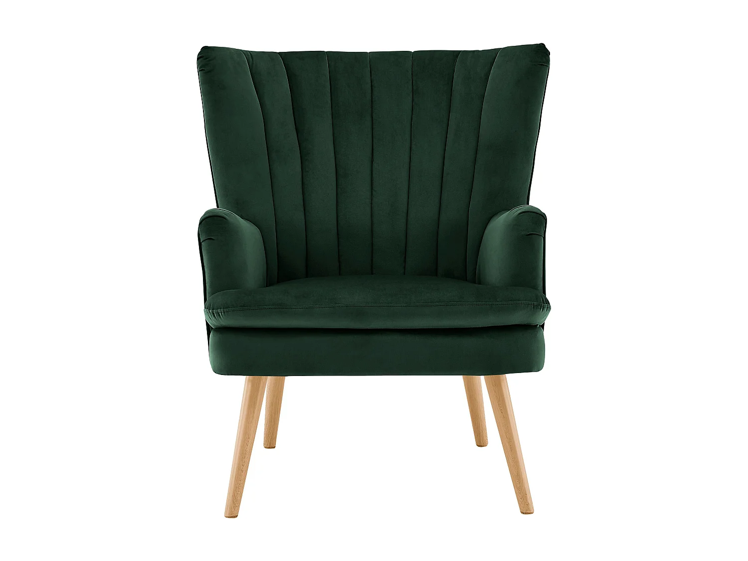 Zenia | Fauteuil + tabouret en velours vert foncé