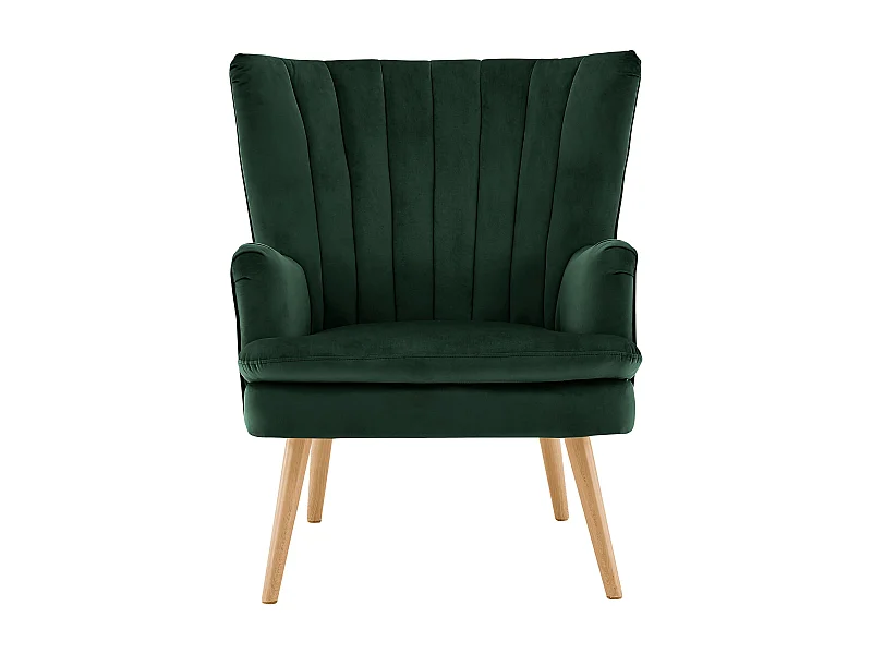 Zenia | Fauteuil + tabouret en velours vert foncé