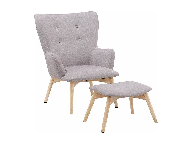 New York | Sillón + taburete en terciopelo gris claro