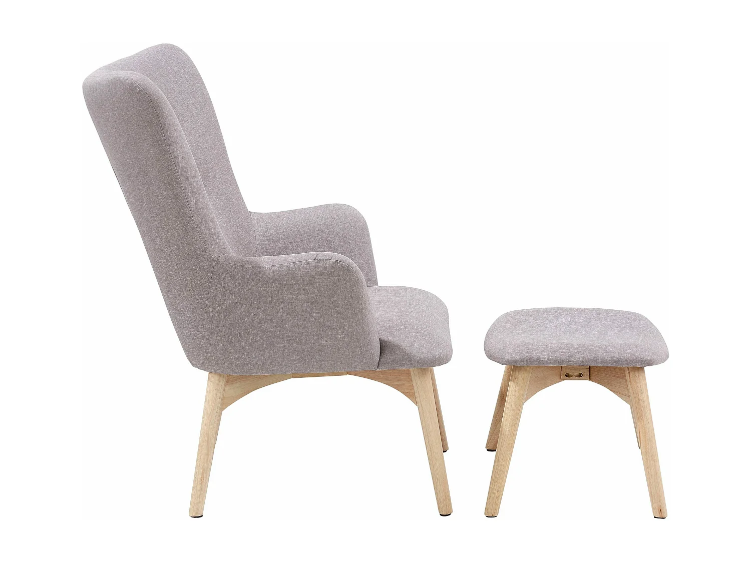 New York | Fauteuil + tabouret en velours gris clair