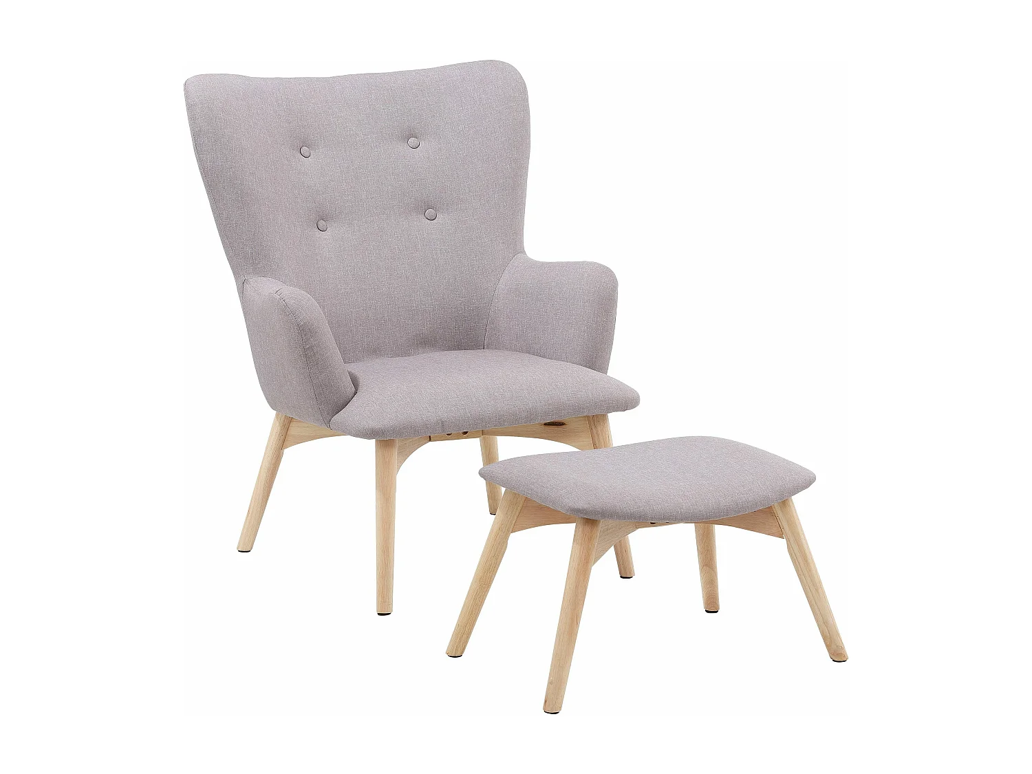 New York | Fauteuil + tabouret en velours gris clair