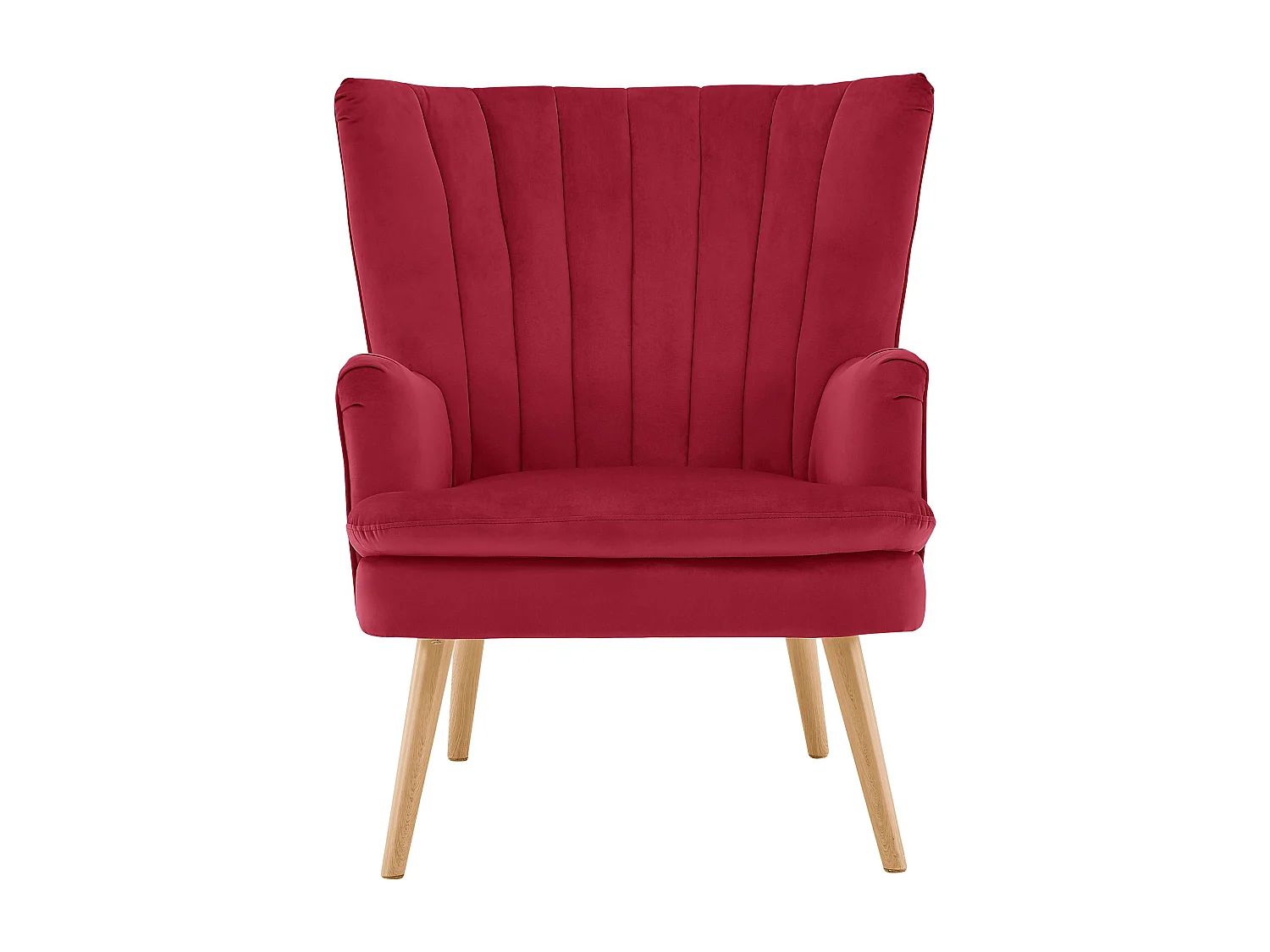 Zenia | Sessel + Hocker aus Samt rot