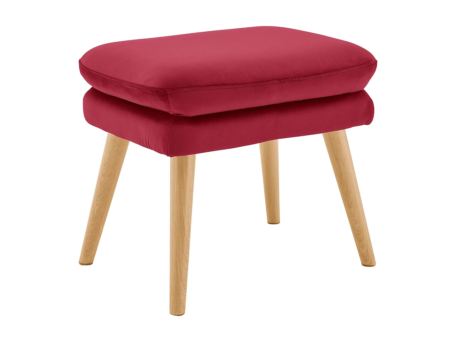 Zenia | Sessel + Hocker aus Samt rot