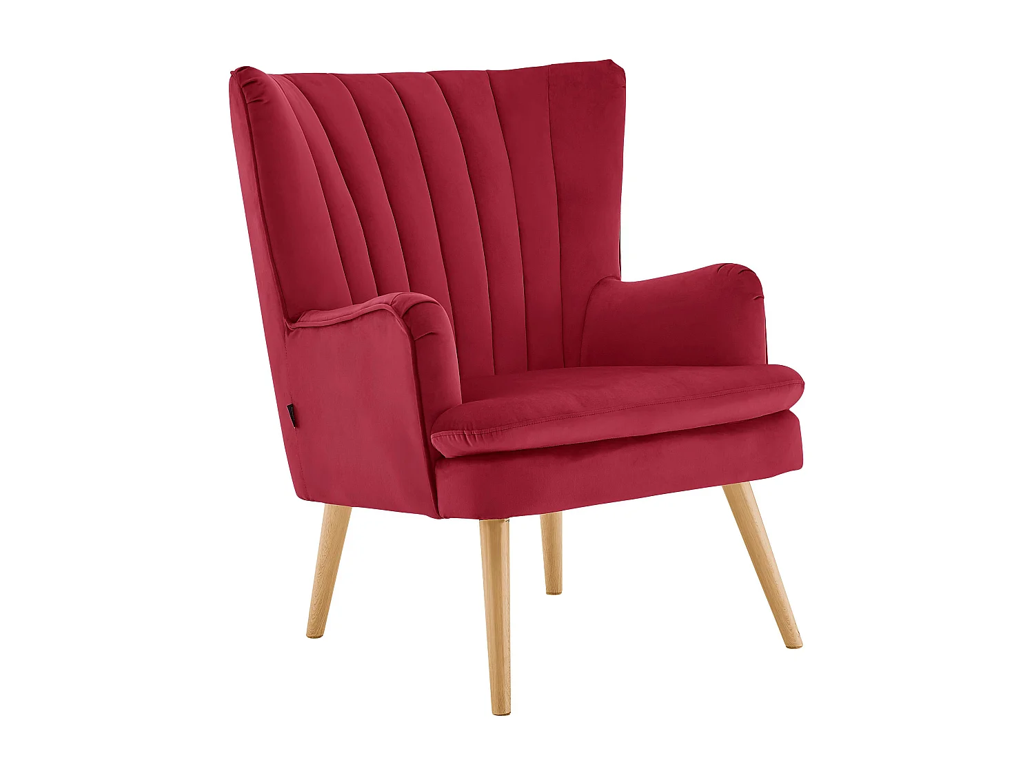Zenia | Sessel + Hocker aus Samt rot