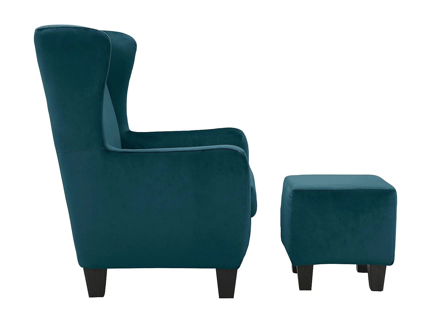 Zhili | Sessel + Hocker aus Samt petrol