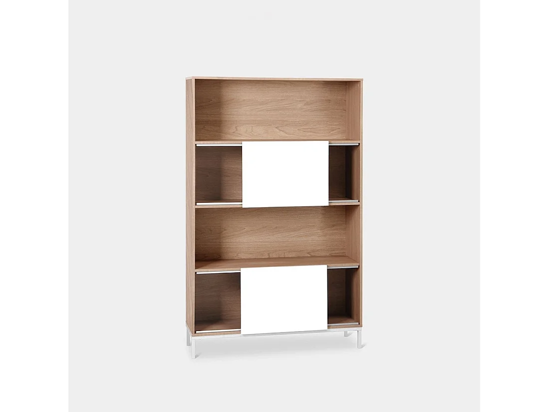 Étagère haute en bois naturel-blanc 110x174 cm-Denver