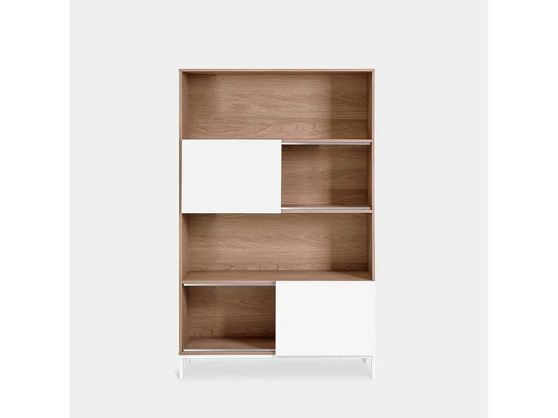 Étagère haute en bois naturel-blanc 110x174 cm-Denver